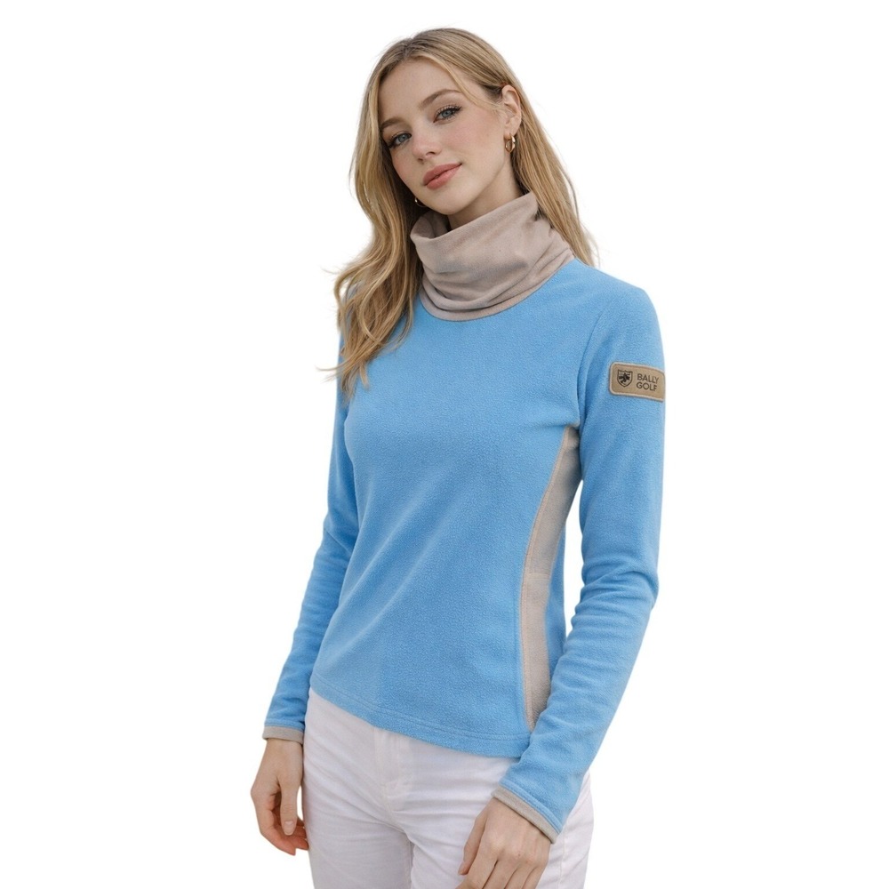 BALLY GOLF Fleece Pullover Slim Fit Blue Neck Gaiter Top Gorpcore Preppy‎ 10